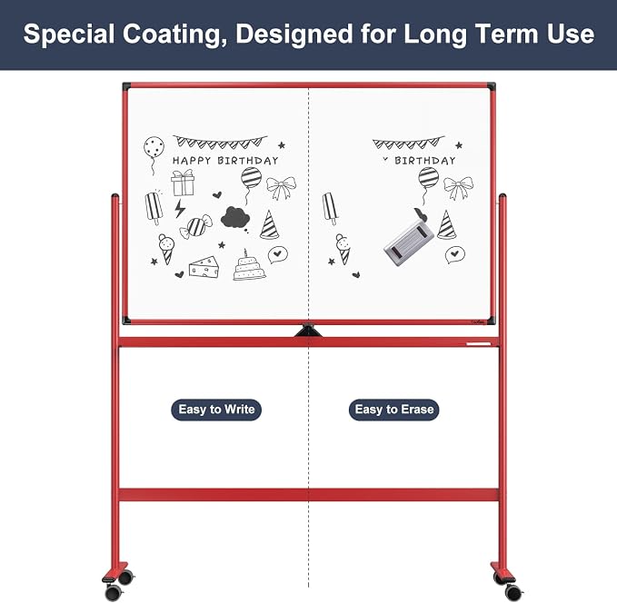 Rolling Whiteboard, 48x32 Inches Dry Erase Board - Image 5