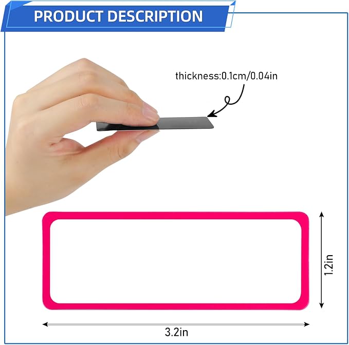 Utron 72PCS Magnetic Dry Erase Labels, 3.2"x1.2" Reusable Colorful Name Plates - Image 2