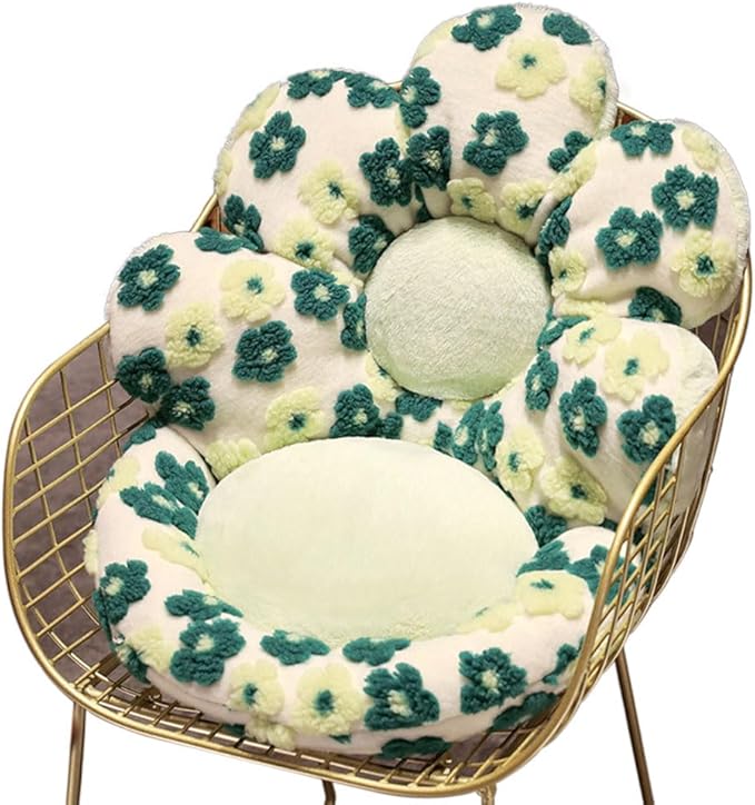 Flower Chair Cushion with Backrest Comfortable Office Chair Pad Student by Gujuja