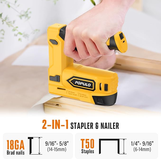 POPULO Electric Staple Gun, 4V Cordless Battery Powered Staple Gun, 2-in-1 - Image 2