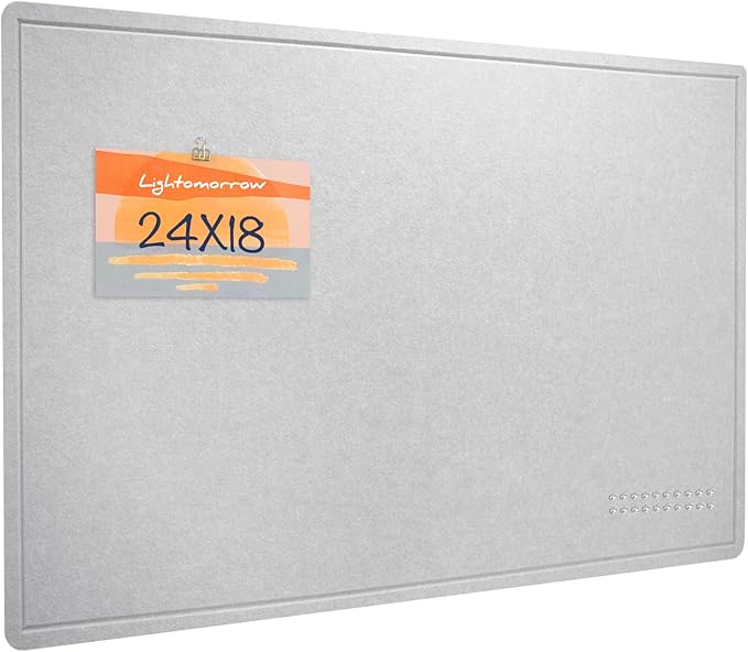 Bulletin Board, 24 x 18 inches Felt Board Decorative Pin Board, Cork Board Alternative for Wall, Foldable Photo Board Self-Adhesive Vision Board Mood Board with 20 Pushpins - Light Gray-DeskLoop Office