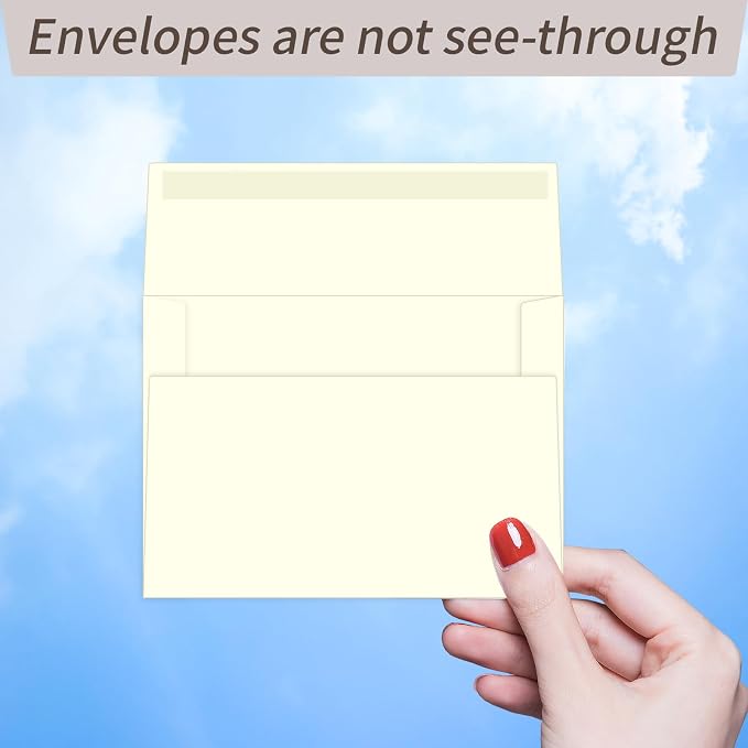 100 Packs Cream 4x6 Envelopes for Invitation Card, A6 Small Envelopes Self Seal - Image 4