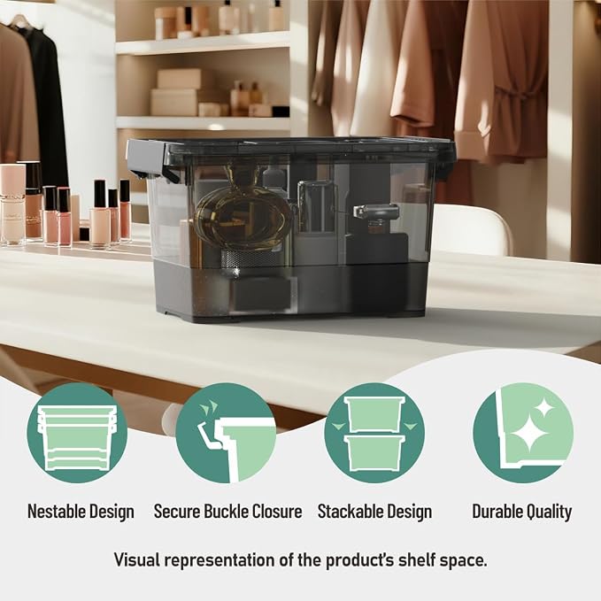 6 Pack Clear Black Plastic Storage Bins - Image 4