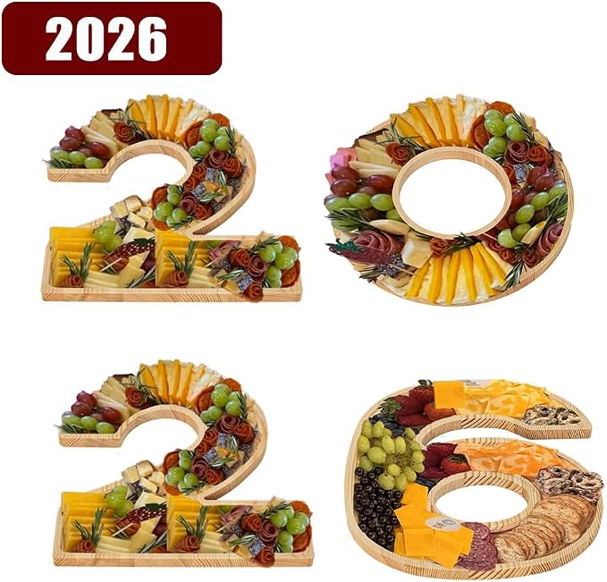 MRPAPA White Fillable Number 2026 Charcuterie Board Set, 2026 Number Serving - Image 3