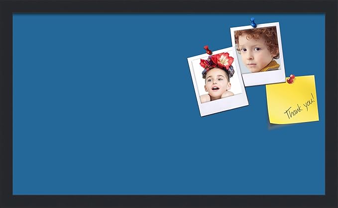 PinPix 24x14 Inch Cork Bulletin Board. This Decorative Framed Pin Board Comes with Navy Pastel Design and a Satin Black Frame. Ideal for Home Office Decor or Message Board (PinPix-1811)-DeskLoop Office