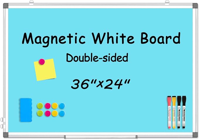 WALGLASS Magnetic Whiteboard 36"x24" Dry Erase White Board by WALGLASS