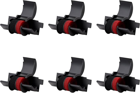 WEEMAY Compatible Calculator Ink Ribbon Replacement for IR-40T Black/Red Sharp EL-1750V EL-1801V, Canon P23-DHV CP13 MP-12D, Casio HR-100TM HR-170RC, Individually Sealed, 6 Pack-DeskLoop Office
