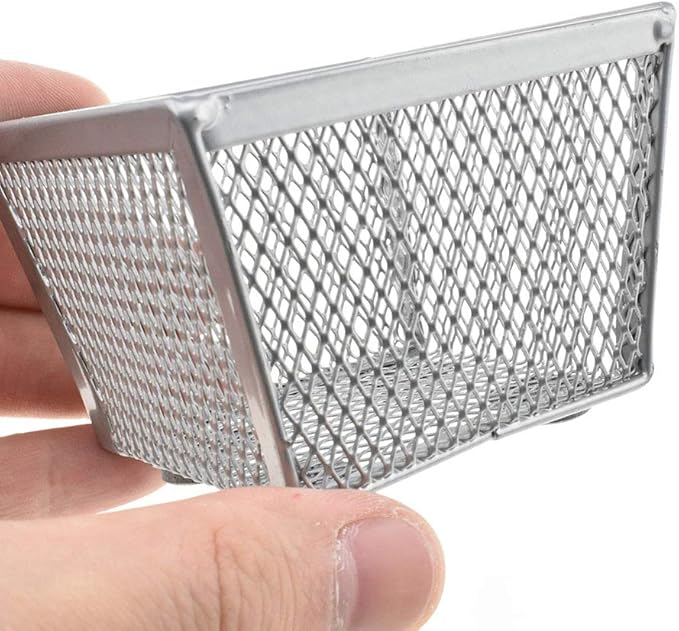 HAHIYO Stackable Paper Clip Mesh Holder cup 2.2" Height 2 Pack Silver Sturdy PaperClip Holder Container for Desk Drawer Organizer Collection for Home Office School Soft Foam Feet No Sharp Edges-DeskLoop Office