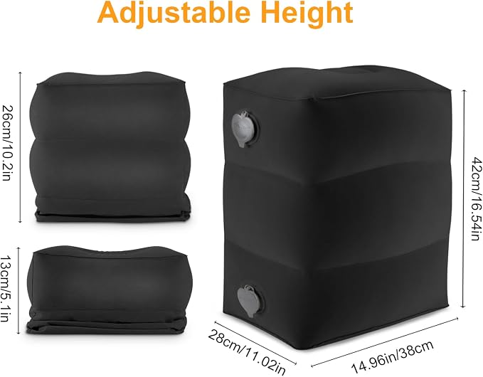 Maliton Inflatable Travel Foot Rest Pillow, Kids Airplane Bed, Adjustable - Image 2