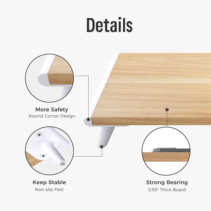 loukin Monitor Stand Riser for Desk, 22.4" x 8.3" Larger Computer Stand for Laptop, PC, Printer, Sturdy Desktop Computer Shelf with Non-Skid Rubber, Home Office, Natural Wood-DeskLoop Office