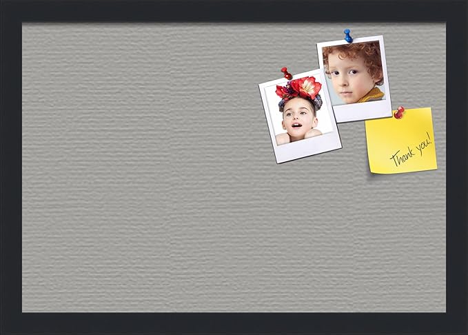 PinPix 19x13 Inch Cork Bulletin Board. This Decorative Framed Pin Board Comes with Dark Stone Design and a Satin Black Frame. Ideal for Home Office Decor or Message Board (PinPix-1808)-DeskLoop Office