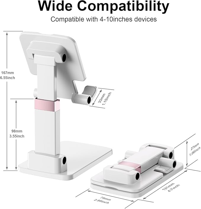 Phone Stand for Desk Cellphone Holder Height Angle Adjustable Stands, Anti-Slip - Image 6