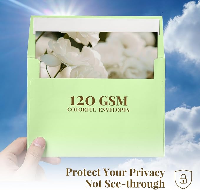 Colored Envelopes Self Seal A7 50 Pack, 10 Colors, Goefun 5.25 x 7.25 Printable - Image 4