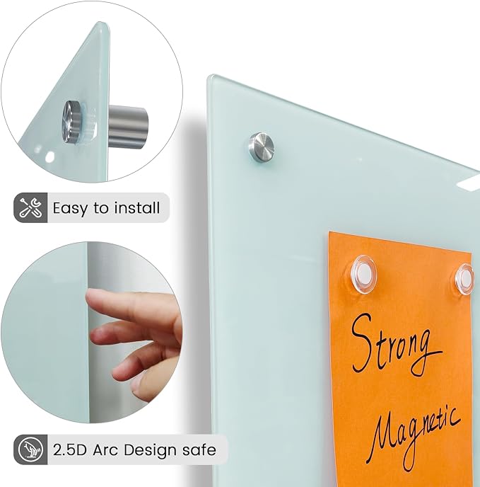 Magnetic Glass White Board 72"X36" Premium Tempered Dry Erase Boards Wall - Image 6