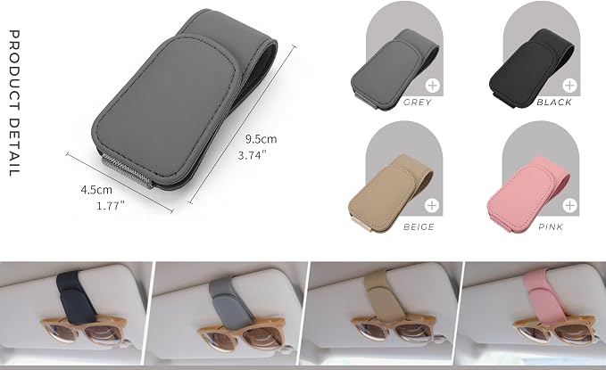 Magnetic Leather Sunglass Holder, Eyeglass Hanger Clip - Image 4