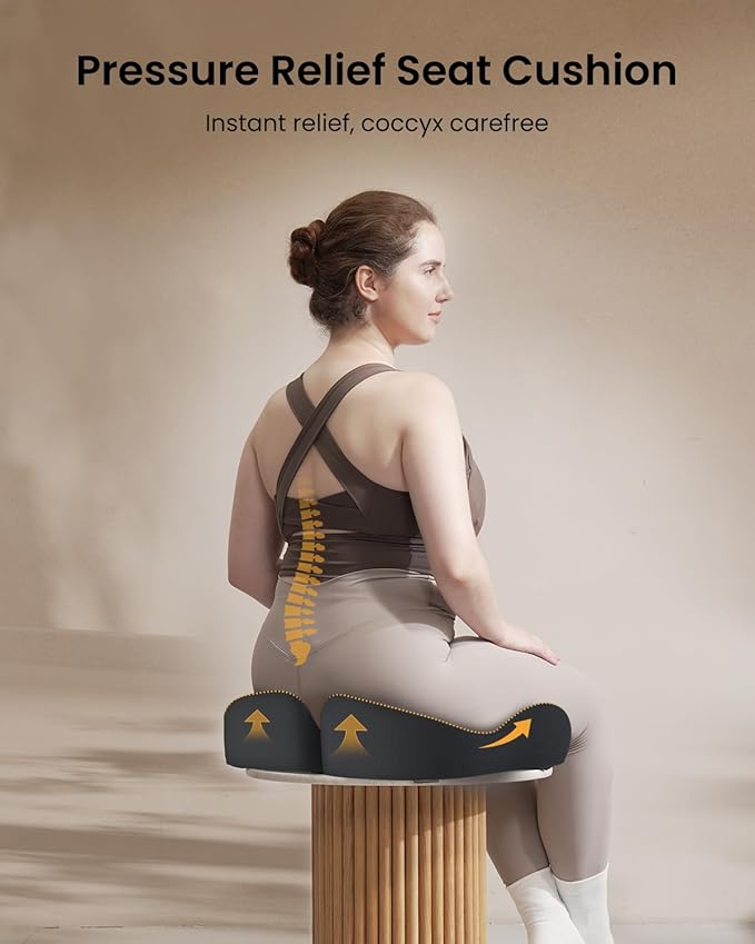 ProtoArc Extra Large Seat Cushions for Office Chairs, Ergonomic Memory Foam Seat Cushion for Home, Extra Cover, Car Seat Cushions for Driving, Pressure Relief Pad for Sciatica - Black-DeskLoop Office