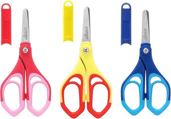 LIVINGO 5" Blunt Kid Scissors: Stainless Safety Toddler Preschool Children by LIVINGO