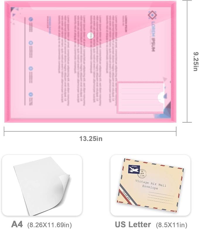 10 Pack Plastic Envelope Folders - Image 2