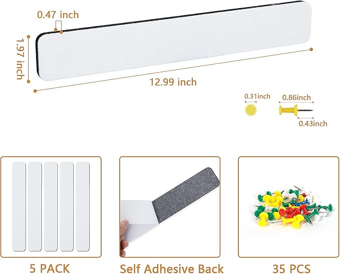 5 Pack Felt Pin Board Bar Strips Bulletin Board - Image 4