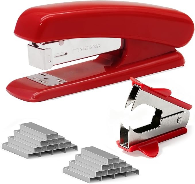 Red Office Stapler, 25 Sheet Capacity by Unknown