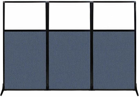 Versare Workstation Partition | Portable Wall Divider | Modern Office Cubicle | Free Standing Privacy Screen | Flexible Work Space | 99" x 70" W/Window, Ocean Fabric Panels-DeskLoop Office