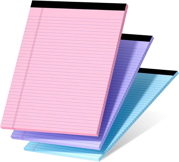 3 Pcs Legal Pads 8.5 x 11 Colored Note Pads 8.5 x 11 Notepad Total 75 Sheets by Nichela