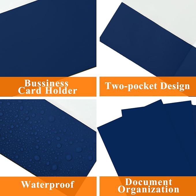 pmybupo Two Pocket Folders, 50 Pack Blue File Folders - Image 3