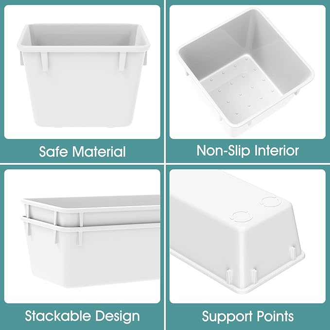 WOWBOX 25 PCS Plastic Drawer Organizer Set, 4 Sizes Desk Drawer Divider Organizers and Storage Bins for Makeup, Jewelry, Gadgets for Kitchen, Bedroom, Bathroom, Office, White-DeskLoop Office
