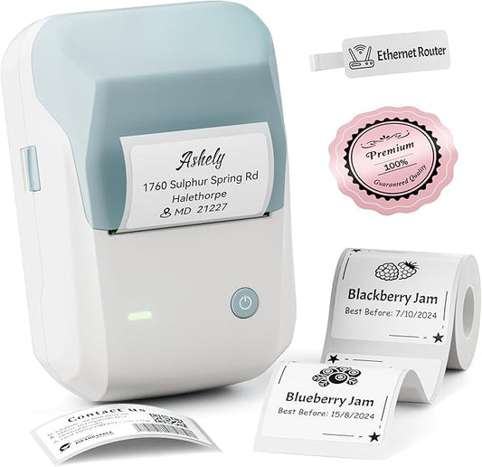 NIIMBOT Label Maker Machine with Tape, B1 Bluetooth Label Printer, 2 Inch Large Waterproof Label, Inkless Thermal Label Maker for Kids School Items, Classroom Teacher, Light Blue-DeskLoop Office