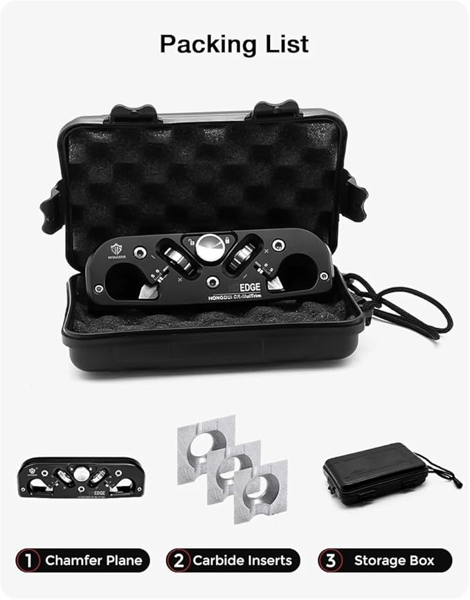 HONGDUI Chamfer Plane Edge Plane Corner Plane Quick Edge Trimmer Chamfering Tool with 3 Carbide Insert for Woodworking-DeskLoop Office