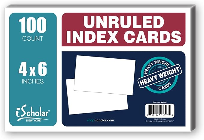 iScholar Index Cards, 4 x 6 Inches, 100 Card Pack by iScholar