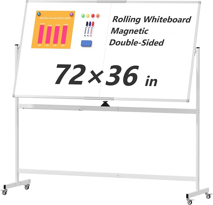 Large Rolling Whiteboard on Wheels by Neatsure