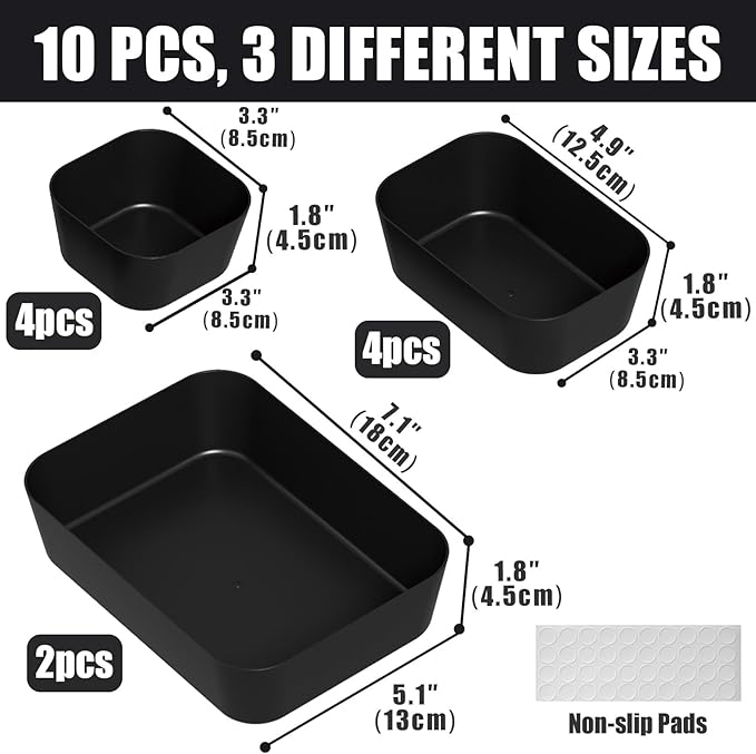 Drawer Organizers Bins 10 PCS for Bathroom Makeup Desk Office | - Image 2