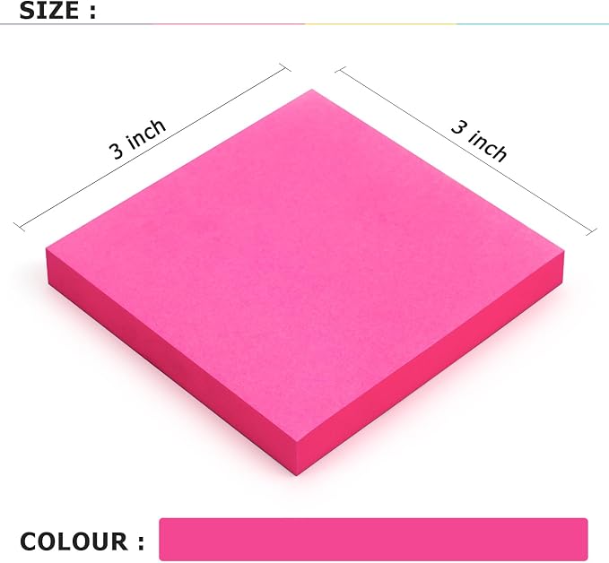 Sticky Notes 3x3 Self-Stick Notes Bright Colors Sticky Notes 4 Pads 100 - Image 3