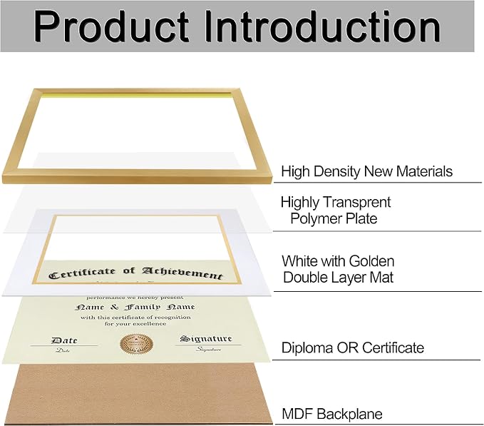 ELSKER&HOME 8.5 x 11 Certificate Frame Gold - Image 3