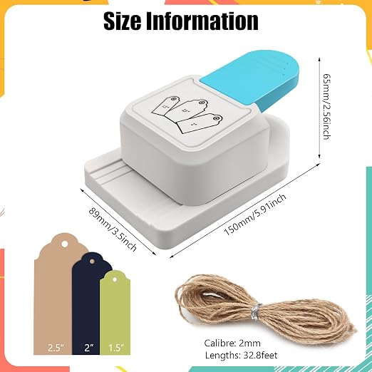 3 in 1 Craft Tag Punch Gift Tag Paper Punch，Paper Craft Tag Punch 1.5" 2" 2.5" - Image 2