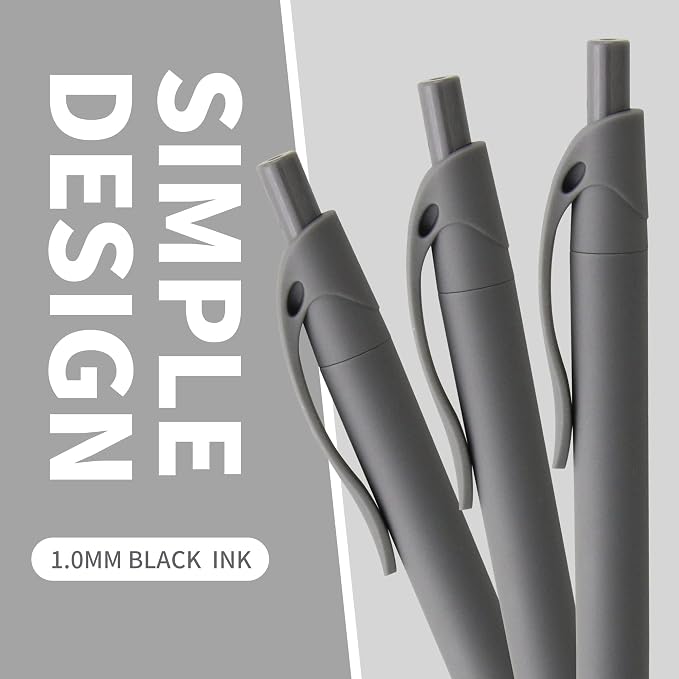 deegtran Pens Bulk, 50 Pack No Bleed Grey Barrel Black Ink Click Pens, - Image 2