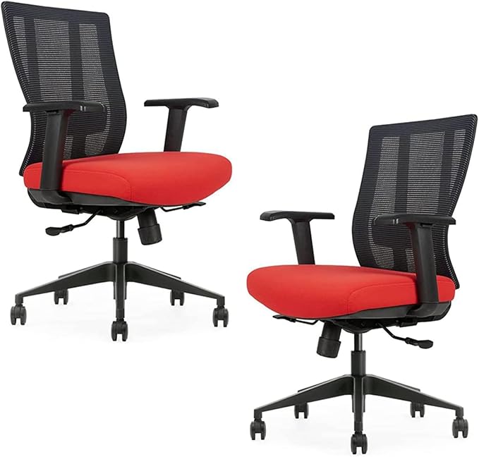 Ergonomic Office Chair - Breathable MESH - Back Adjustable Lumbar Support with 3-D ARMRESTS TILT Function and 360-DEGREE Swivel Wheels Comfortable Wide SEAT - Home Office Chair (Tangerine) Pack of 2-DeskLoop Office