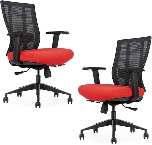 Ergonomic Office Chair - Breathable MESH - Back Adjustable Lumbar Support with 3-D ARMRESTS TILT Function and 360-DEGREE Swivel Wheels Comfortable Wide SEAT - Home Office Chair (Tangerine) Pack of 2-DeskLoop Office