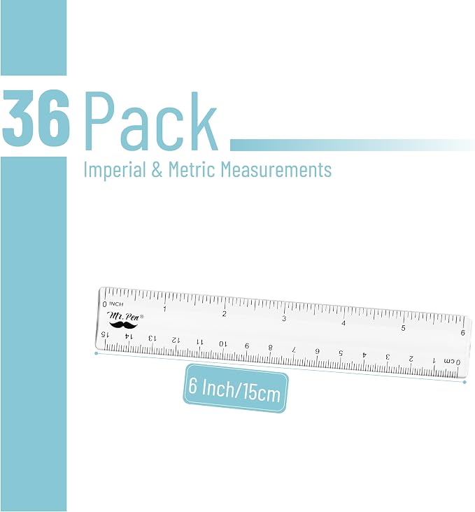 Mr. Pen- Bulk Plastic Rulers, 6 Inch, 36 Pack, Easy-to-Read Markings | - Image 2