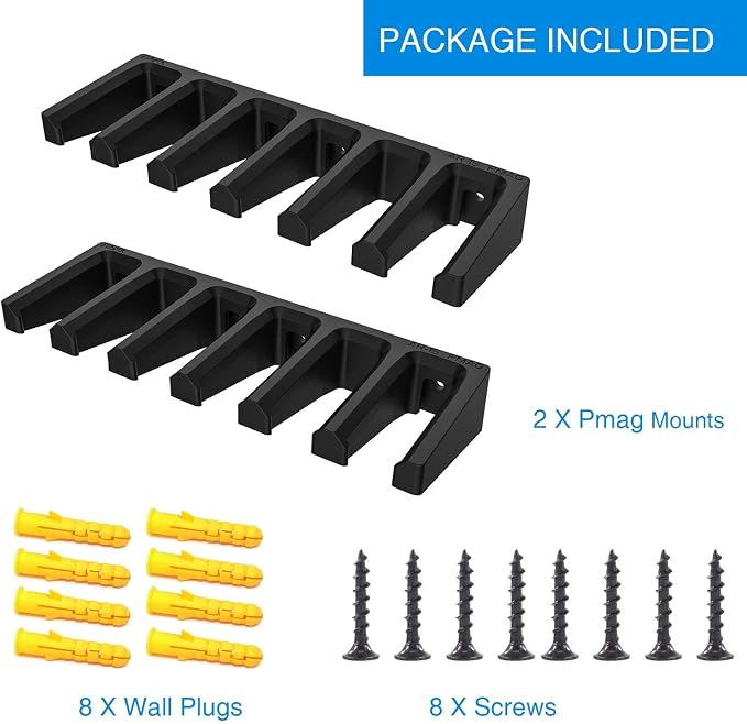 Solid ABS 6X Standard PMAG Wall Mount, Mag Holder, Home Magazine Storage Rack - Image 7