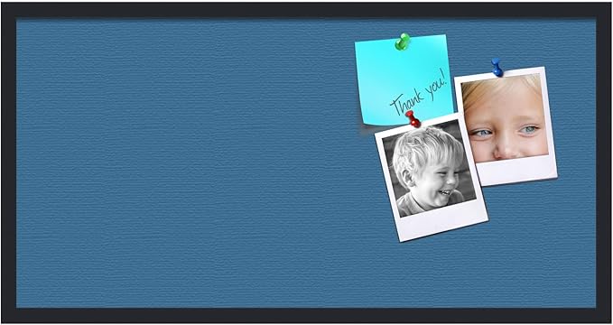 PinPix 36x18 Inch Cork Bulletin Board. This Decorative Framed Pin Board Comes with Navy Pastel Design and a Satin Black Frame. Ideal for Home Office Decor or Message Board (PinPix-1811)-DeskLoop Office