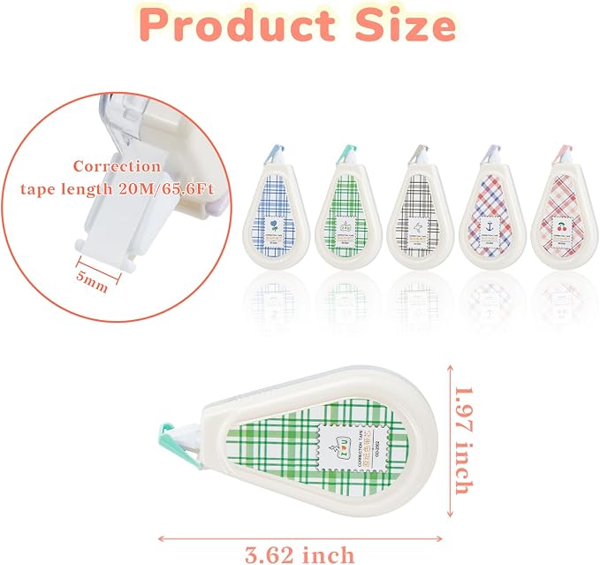 Temiary 5 Pcs Aesthetic Beige Correction Tape, Smooth Glide Quick Dry Tapes - Image 2