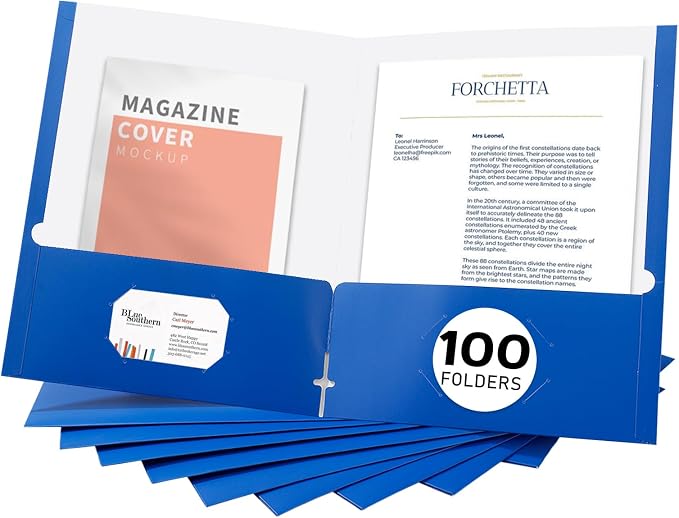Zzrywuty File folders with Pockets, 100 Pack Paper Folders with Card Slot by Zzrywuty