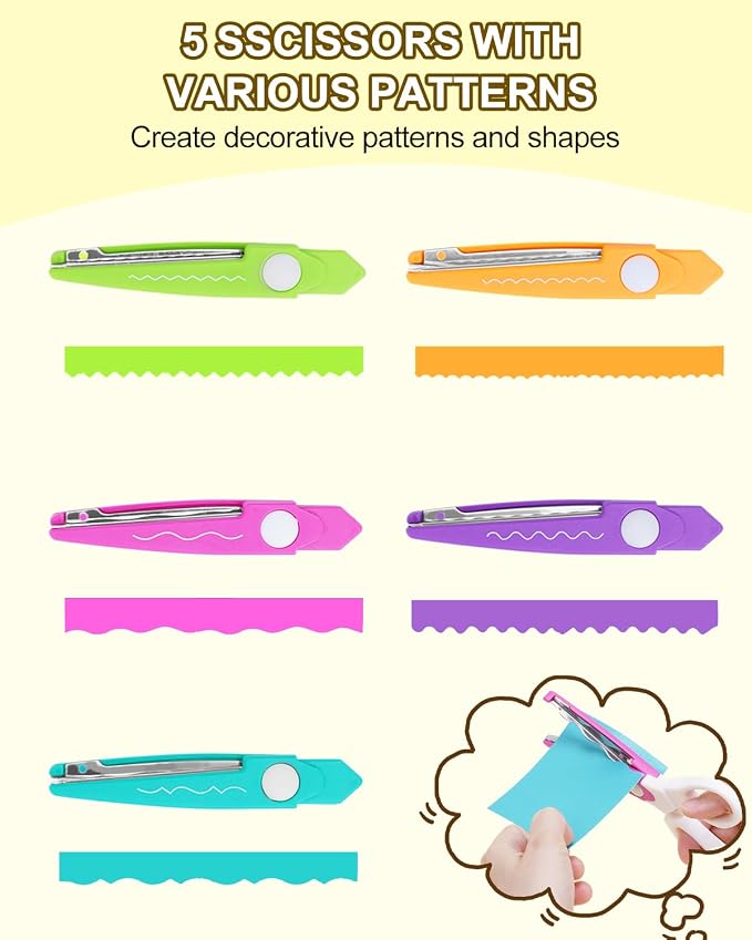 UCEC Decorative Paper Scissors Set, 5 Pairs Zig Zag Edges - Image 6