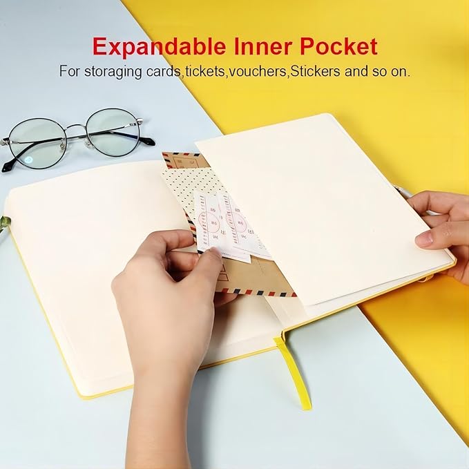 POPRUN A5 Lined Journal Notebooks, Leather Hardcover Thick Notebook for Writing, Business Work, Travel, School, College, Christmas, 5.5 x 8.3 inch, 240 Pages Classic Ruled Journals Notepad, Black-DeskLoop Office