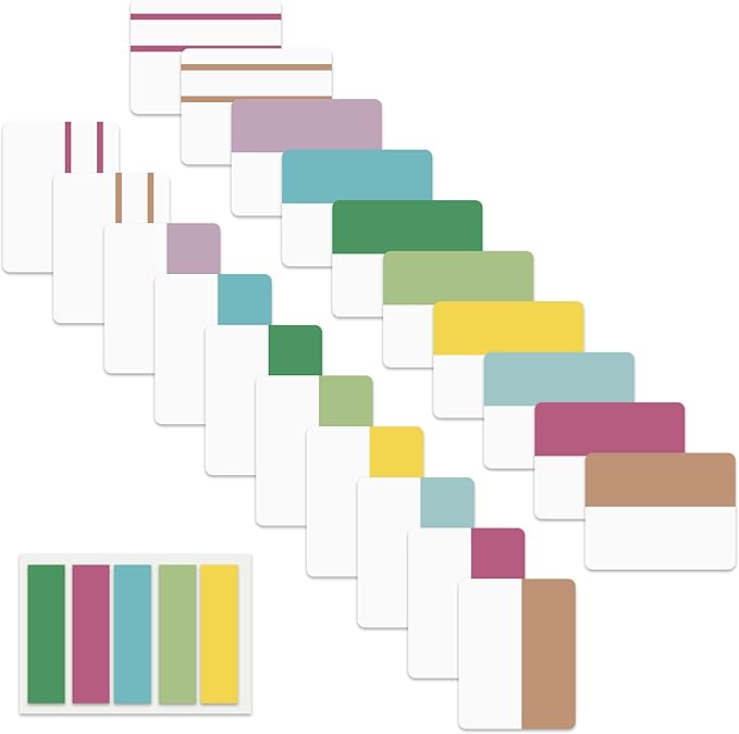 ELII 500 PCS Sticky Index Tabs 21 Sets, Colorful Book Tabs Sticky Tabs for Notebooks, Page Tabs for Binders, Page Markers Notebook Tabs-DeskLoop Office