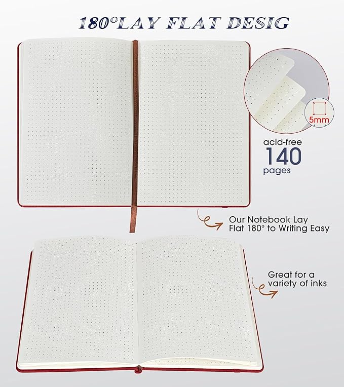 Biuwory Dotted Journal Notebook, 140 Dot Grid Pages, Medium 5.7"×8.3" | A5 - Image 5