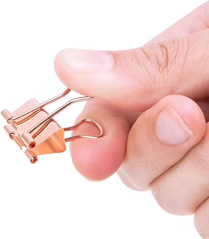 50 Pack Small Rose Gold Binder Clips 3/4 Inch, Colored Little Paper Clamps - Image 3