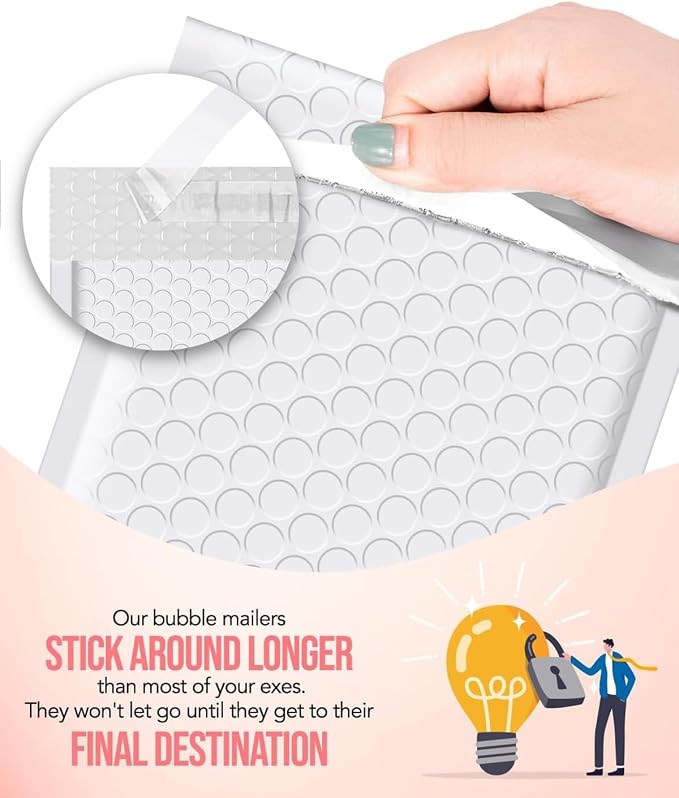 GSSUSA White Bubble Mailers 6X10 Inches 500 Pack, Padded Poly Bubble Mailer - Image 7